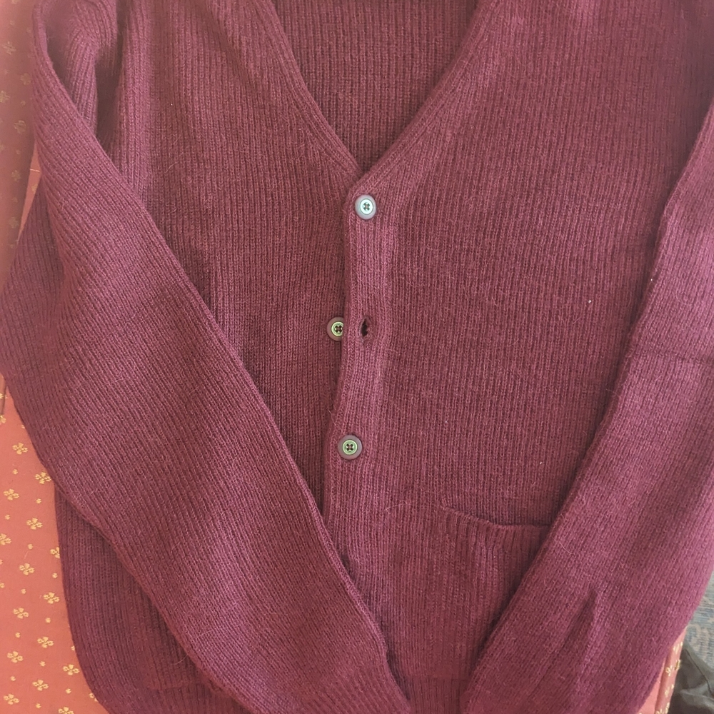 Daniel Cremieux Deep Burgundy Cardigan Baby Alpaca Sweater
